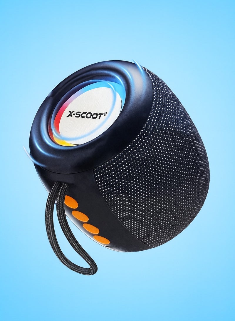 X-SCOOT XS-607 Portable Sub Speaker Bluetooth with Powerful Super Bass & Colorful Lighting, Suitable for Trips, Offices & Outdoor Use – Black - Image 1