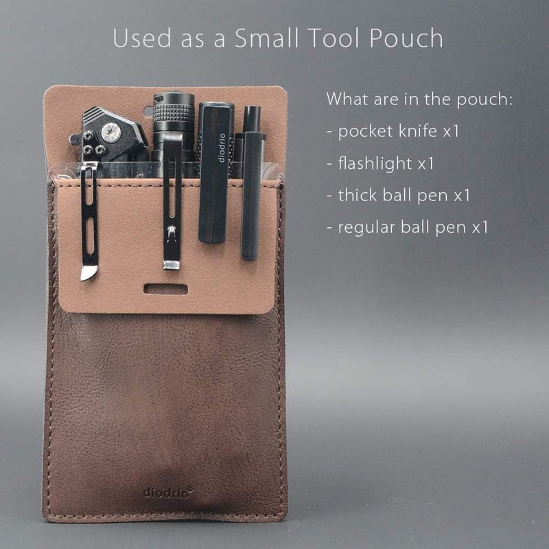 diodrio Pocket Protector, Leather Pen Pouch Holder Organizer, for Shirts Lab Coats, Hold 5 Pens, Designed to Keep Pens Inside When Bend Down. No Breaking of Pen Clip. Thick PU Leather, 2 Per Pack. - Image 5