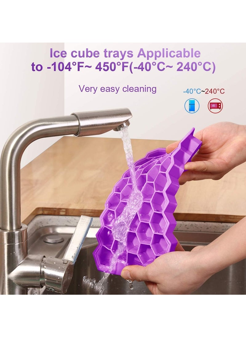 Generic - Honeycomb Silicone Flexible Ice Cube Tray with Lid, 37 Holes, Flexible and Soft Suitable for Beverage Fridge Freezer for Making Small Ice Cubes - purple - Image 1