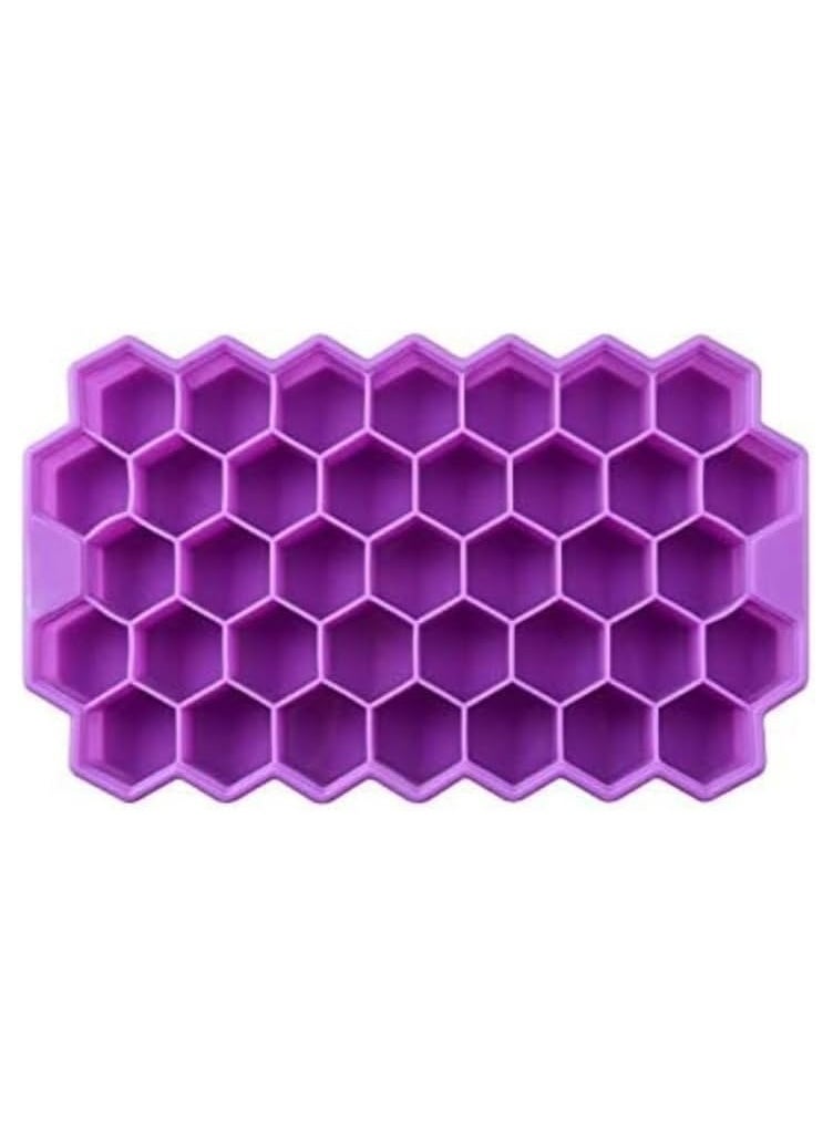 Generic - Honeycomb Silicone Flexible Ice Cube Tray with Lid, 37 Holes, Flexible and Soft Suitable for Beverage Fridge Freezer for Making Small Ice Cubes - purple - Image 1
