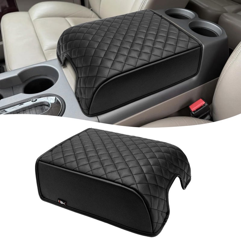 KBH Center Console Armrest Cover for F150 XL XLT 20042014 Ford Expedition 20072017 Lincoln Mark LT 20062008 Vinyl Leather Accessories Black Fits Bucket Seat Console Only