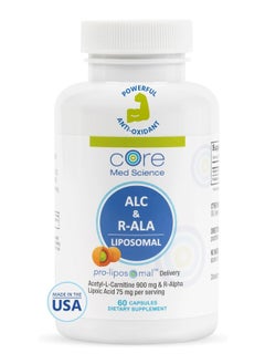 Core Med Science Liposomal ALC and R-ALA 900mg Acetyl L-Carnitine and 75mg R-Alpha Lipoic Acid - 60 Capsules - Antioxidant Amino Acid Supplement  - Image 1