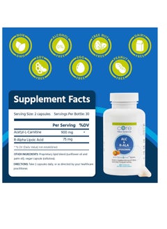 Core Med Science Liposomal ALC and R-ALA 900mg Acetyl L-Carnitine and 75mg R-Alpha Lipoic Acid - 60 Capsules - Antioxidant Amino Acid Supplement  - Image 2