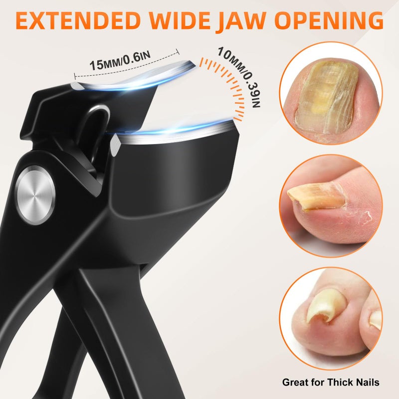 DRMODE Ingrown Toenail Clippers, Edgy Nail Clipper for Thick Nails for Seniors, Slanted Nail Clippers for Men with Curved Blade, Heavy Duty Large Angled Fingernail Clipper with Wide Jaw - Image 3