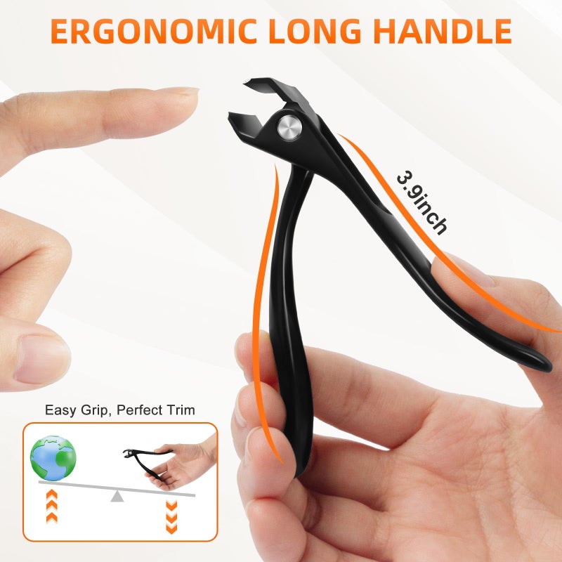 DRMODE Ingrown Toenail Clippers, Edgy Nail Clipper for Thick Nails for Seniors, Slanted Nail Clippers for Men with Curved Blade, Heavy Duty Large Angled Fingernail Clipper with Wide Jaw - Image 5