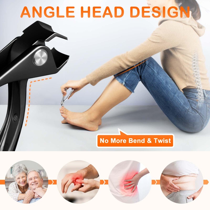 DRMODE Ingrown Toenail Clippers, Edgy Nail Clipper for Thick Nails for Seniors, Slanted Nail Clippers for Men with Curved Blade, Heavy Duty Large Angled Fingernail Clipper with Wide Jaw - Image 2