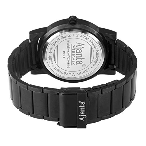 Ajanta Quartz Men's Analog Watch AWC502ISG Black Dial Stainless Steel Strap |Stylish Durable Perfect for Office Wear - Image 3