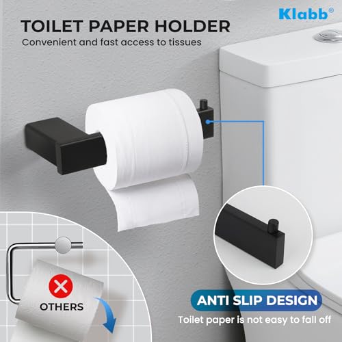Klabb 4-Pieces Black Matte Bathroom Hardware Accessories Set,24 Inch SUS304 Stainless Steel Wall Mounted Towel Bars Set, Modern Rustproof Bathroom Accessories for Home, Apartment & Hotel - Image 4