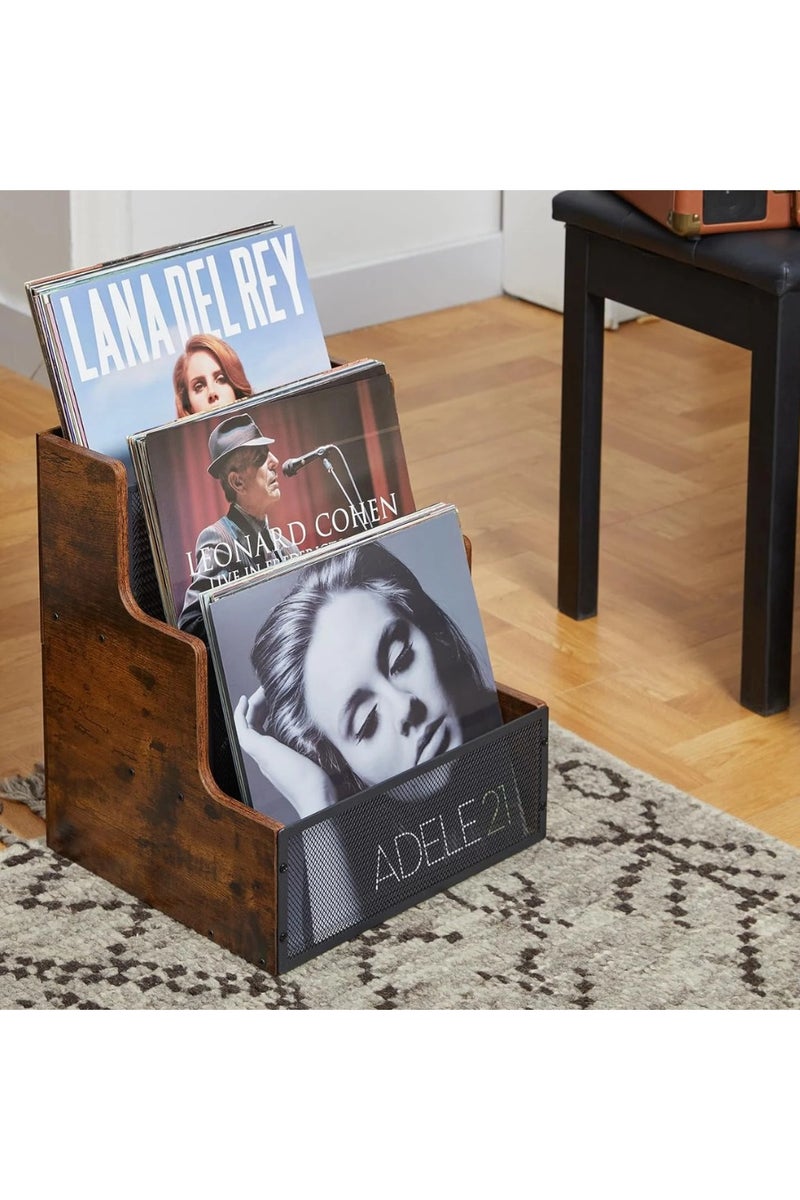 Echo Audio Tabletop Vinyl Record Storage - Stepped 3 Tier LP Crate with Metal Grid - Image 2
