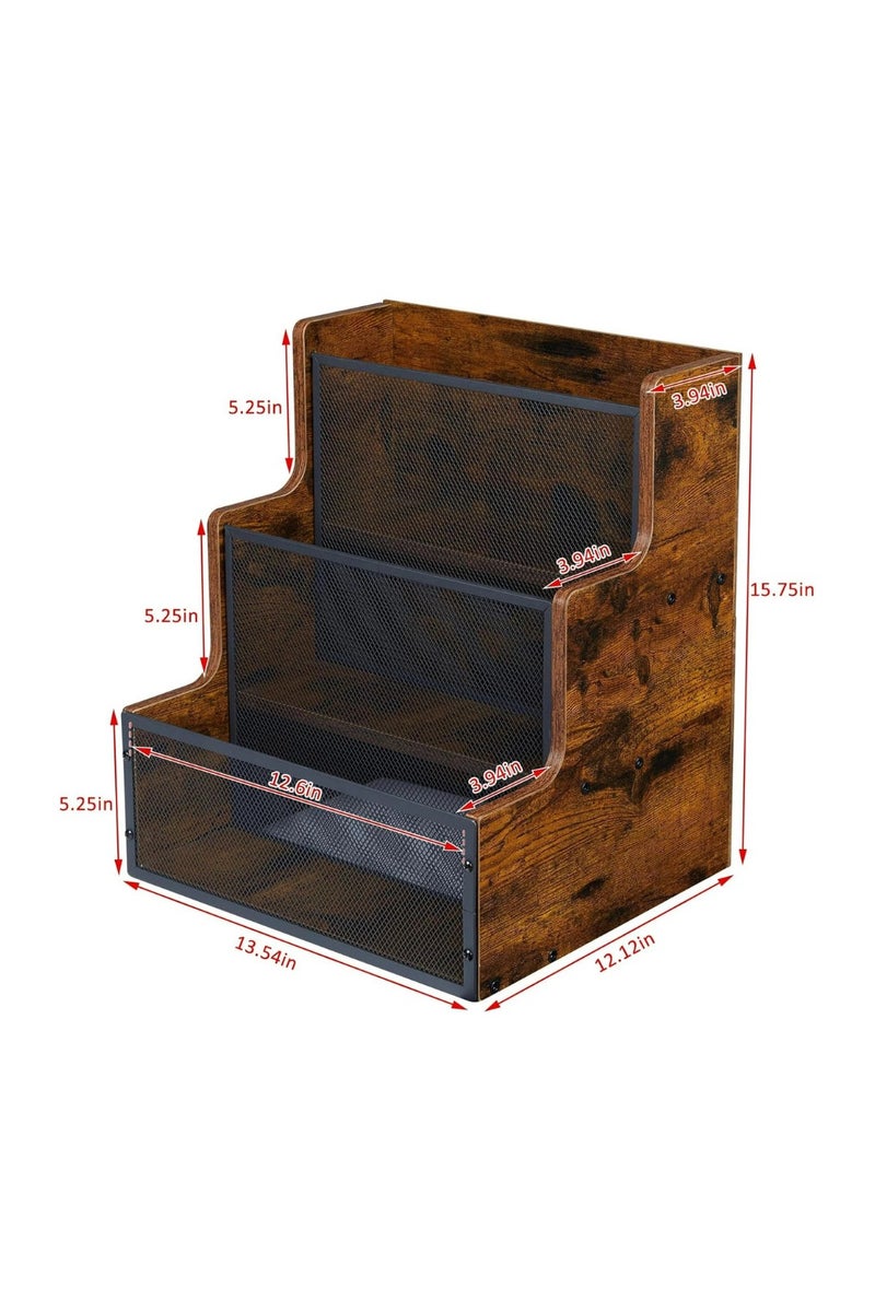 Echo Audio Tabletop Vinyl Record Storage - Stepped 3 Tier LP Crate with Metal Grid - Image 3