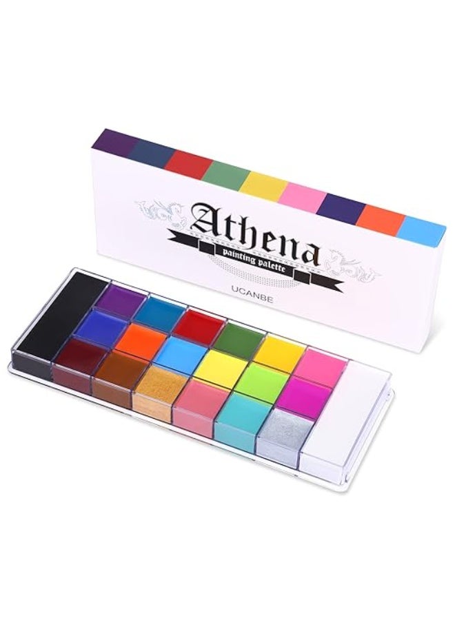 UCANBE 20 Color Athena Face Body Paint Oil - Large Pan Black & White, Professional Non Toxic SFX Makeup Palette, Hypoallergenic Face Painting Pallet for Art, Theater, Halloween, Parties and Cosplay - Image 1