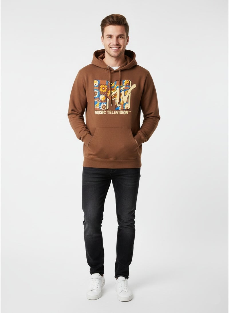 MTV Men’s Brown MTV Graphic Hoodie – Casual Streetwear Pullover for Everyday Comfort - Image 4