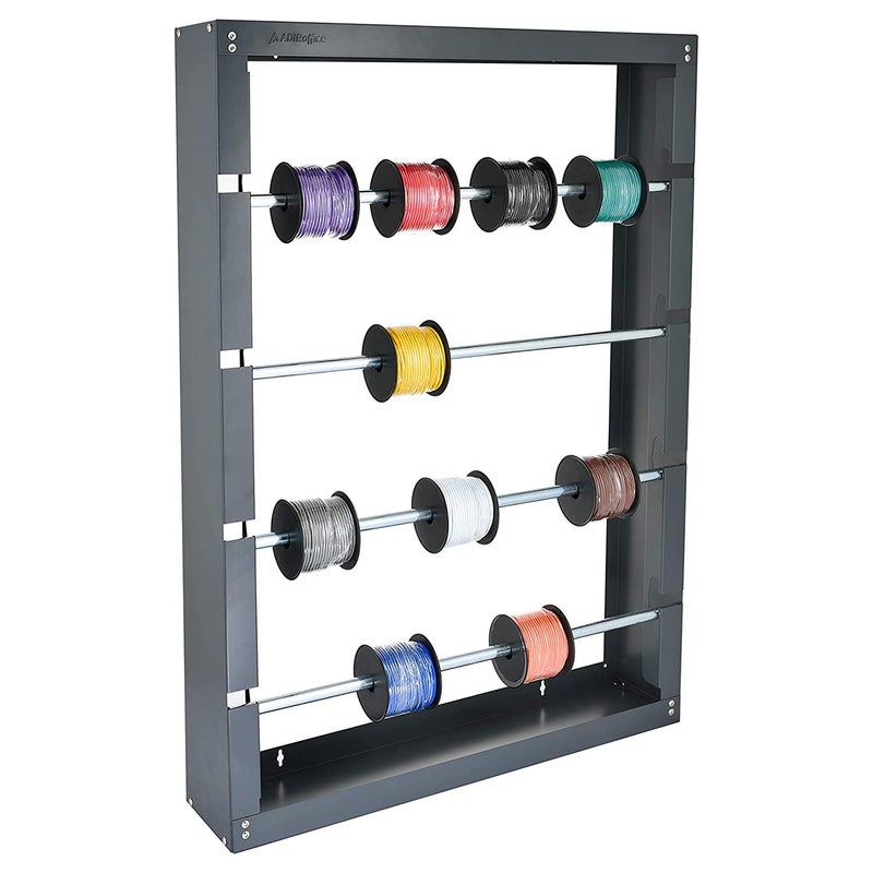 AdirPro Wire Spool Rack Superior Strength WireCable Dispenser Conduit Display Storage for Electrical Industrial Retail Use 4 Rods Grey
