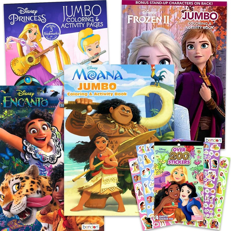 Disney Princess Coloring Book Activity Set for Kids Featuring Princess, Encanto, Moana and Frozen - Image 1