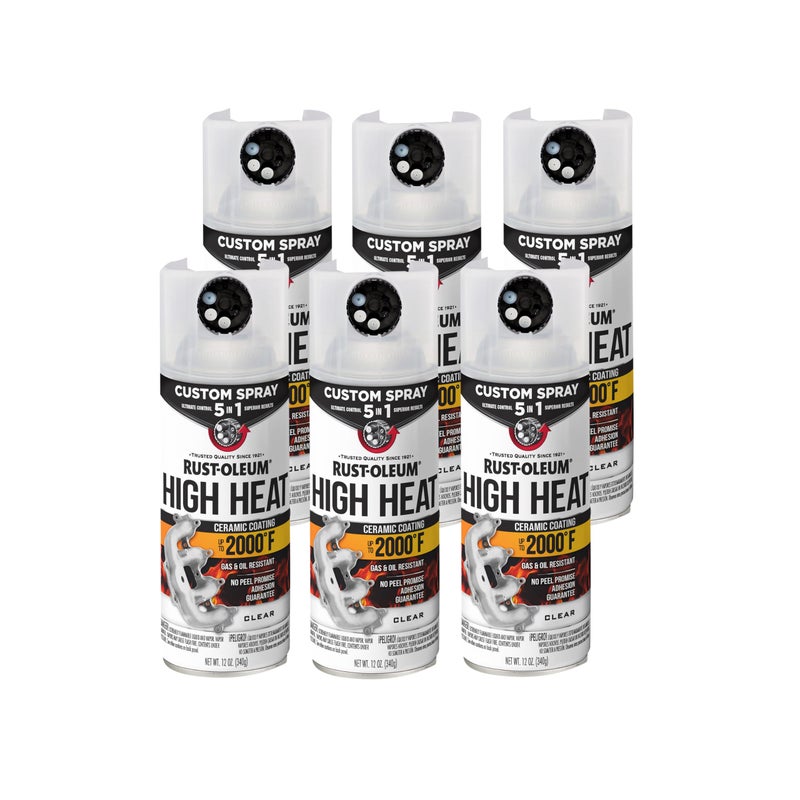 RUST-OLEUM RustOleum Automotive High Heat Spray Paint Custom Spray 5in1 12 oz Gloss Clear 6 Pack - Image 2