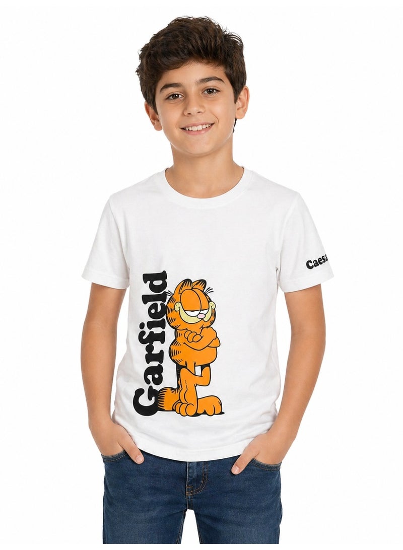 Cesar Boys' Lycra short-sleeved t-shirt with prints on the chest and back - Image 1