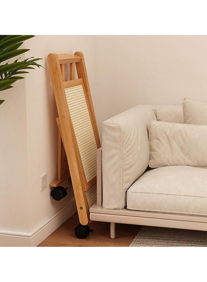 LINGWEI Foldable Bamboo Serving Trolley | Multi-Tier Rolling Cart with Wheels | 2 & 3 Tier Utility Cart for Tea, Dining, and Storage | Perfect for Home, Cafe, and Hospitality Use - Image 4