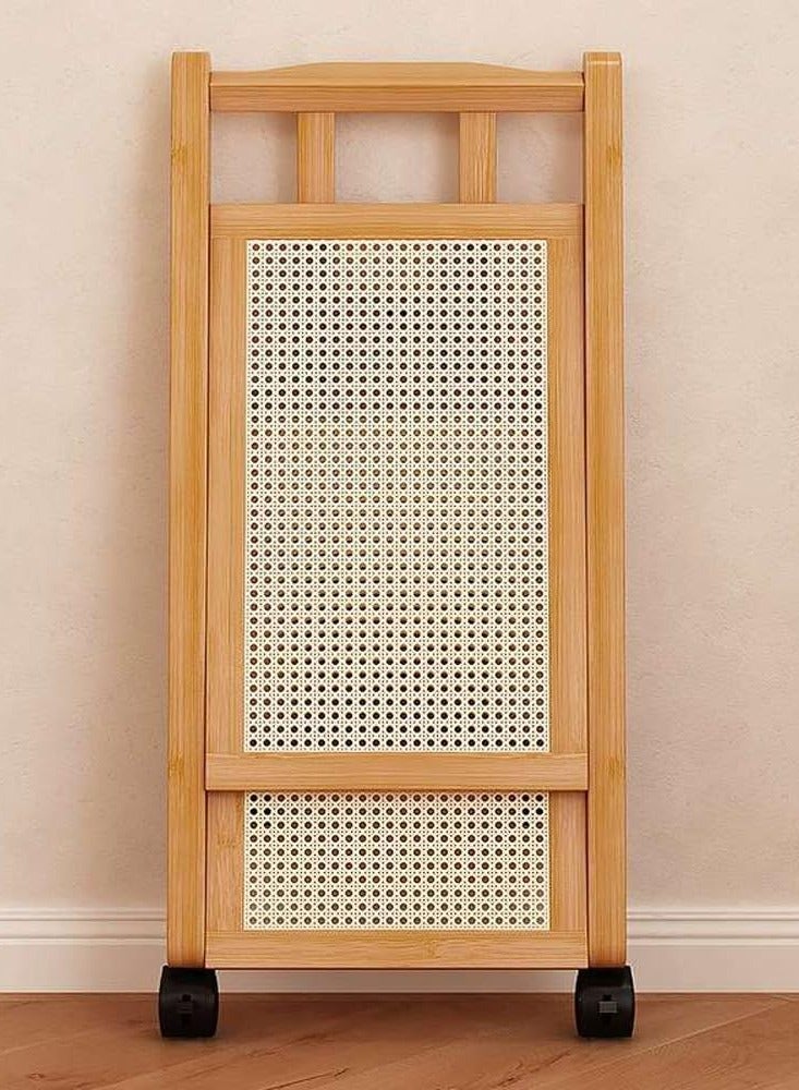 LINGWEI Foldable Bamboo Serving Trolley | Multi-Tier Rolling Cart with Wheels | 2 & 3 Tier Utility Cart for Tea, Dining, and Storage | Perfect for Home, Cafe, and Hospitality Use - Image 5