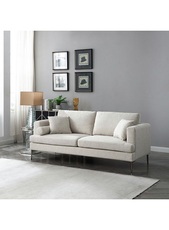 Home Box Amare 3-Seater Beige Sofa with 2 Cushions and 1 Round Bolster 88 x 89 x 200 cm - Image 2