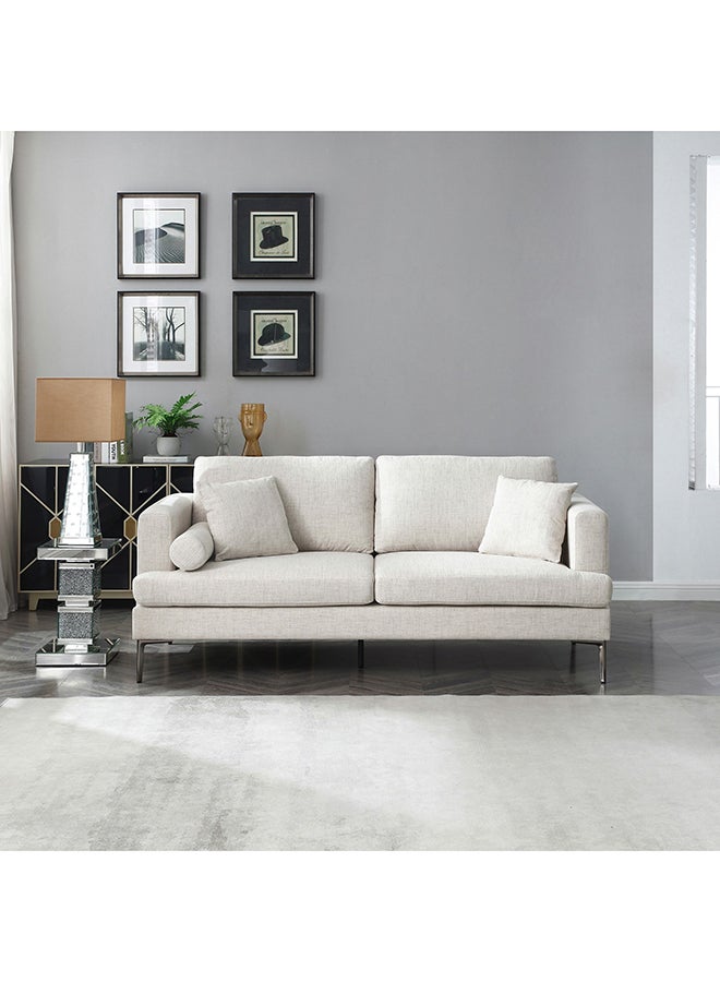 Home Box Amare 3-Seater Beige Sofa with 2 Cushions and 1 Round Bolster 88 x 89 x 200 cm - Image 1