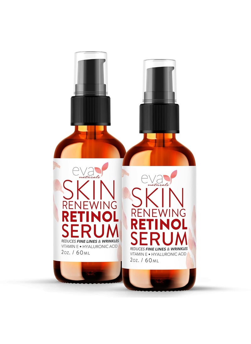 Eva Naturals Retinol Serum by Eva Naturals - 2.5% Retinol Serum for Face with Hyaluronic Acid, Vitamin E & Organic Aloe - Retinol Face Serum that Reduce Wrinkles, Fine Lines & Dark Spots - Anti Aging Serum, 2 Pack 