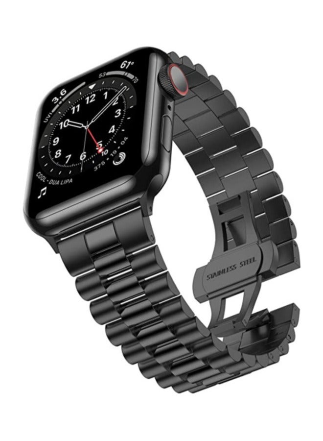 ELTRAZONE Compatible with Apple Watch Band Series 5 44mm 42mm, Stainless Steel iWatch Band with Butterfly Folding Clasp for iWatch Band Series 5/4/3/2/1  - Image 1