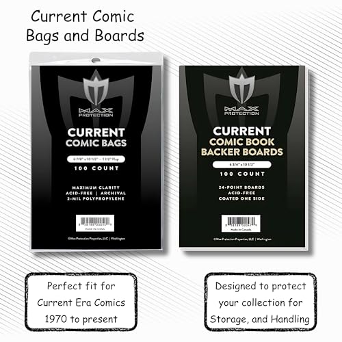 Max Protection Premium Current Comic Book Bags and Boards - Ultra Clear Current Comic Book Sleeves & Backing Boards - Flap Closure with Acid-Free Quality Materials - Collector's Choice, 100 ct - Image 2