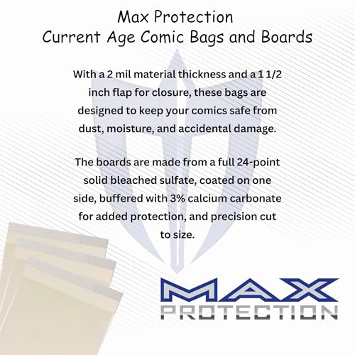 Max Protection Premium Current Comic Book Bags and Boards - Ultra Clear Current Comic Book Sleeves & Backing Boards - Flap Closure with Acid-Free Quality Materials - Collector's Choice, 100 ct - Image 5