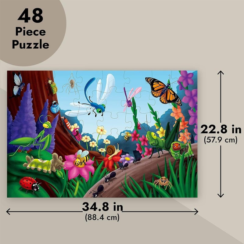 BLUE PANDA 48 Piece Jumbo Floor Puzzle for Kids Ages 3-5 and 4-8, 2x3 Feet Giant Jigsaw Puzzles for Toddler Preschool Learning, Bugs & Insects - Image 4