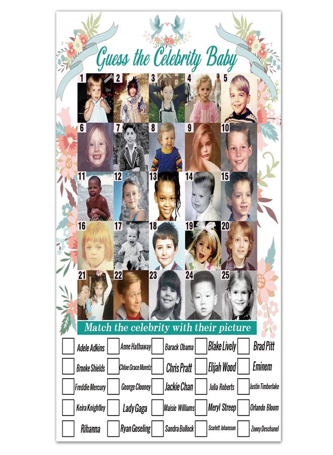 ukebobo Baby Shower Games - Celebrity Baby Guessing Game for 40 Guests - Image 1
