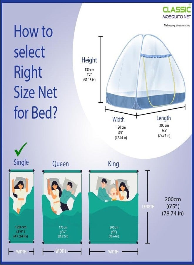 VINOX Sleeping Healthy Foldable Polyester Double Bed Mosquito Net (White) (Sky Blue) - Image 5