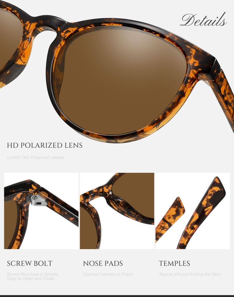 Fozono Classic Round Polarized Sunglasses for Women Retro Shades Trendy Vintage Sun Glasses - Image 4