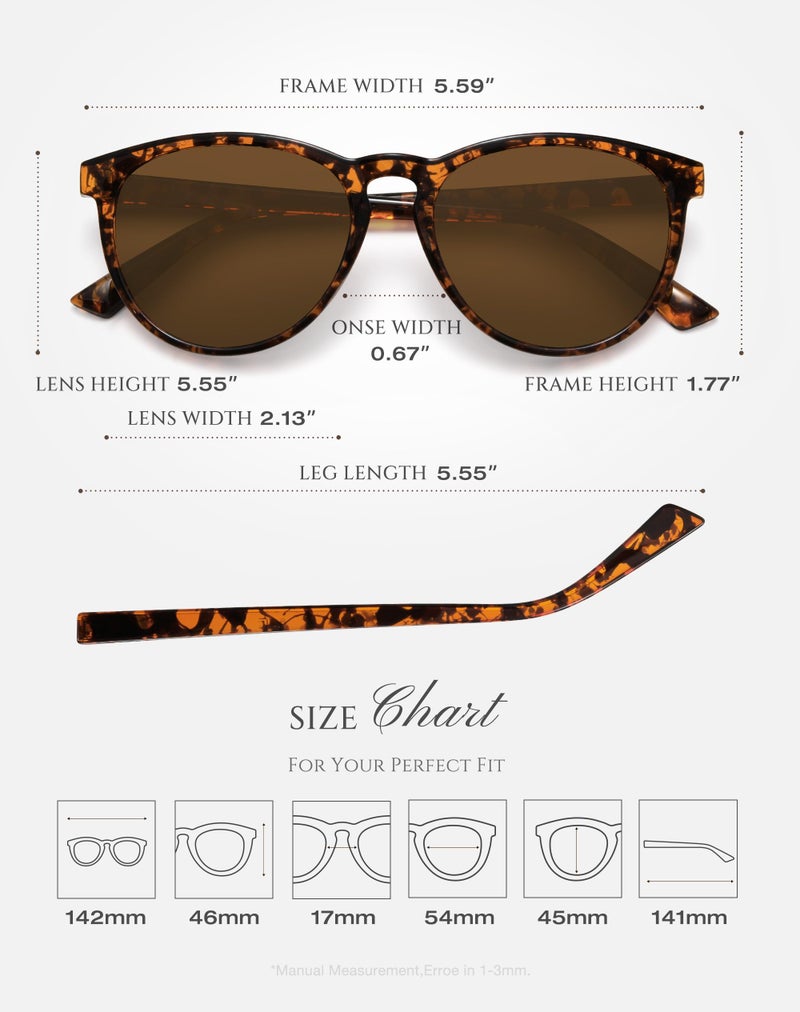 Fozono Classic Round Polarized Sunglasses for Women Retro Shades Trendy Vintage Sun Glasses - Image 5