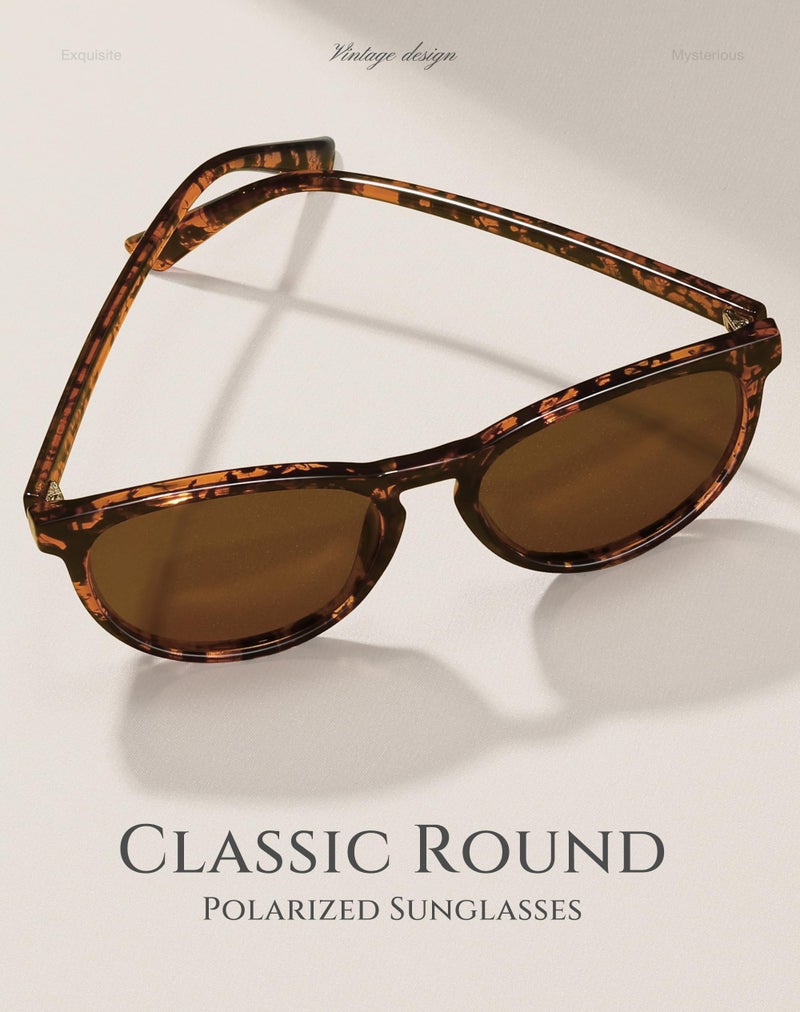 Fozono Classic Round Polarized Sunglasses for Women Retro Shades Trendy Vintage Sun Glasses - Image 3