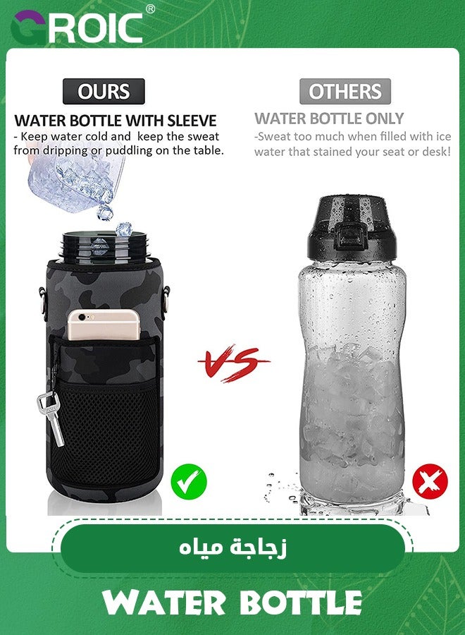 GROIC Half Gallon Water Bottle with Sleeve & Strap 64 OZ Motivational Water Bottle with Straw & Time Marker to Drink Leakproof Tritan BPA Free Workout Gym Sport Water Jug, Sports Bottle - Image 5