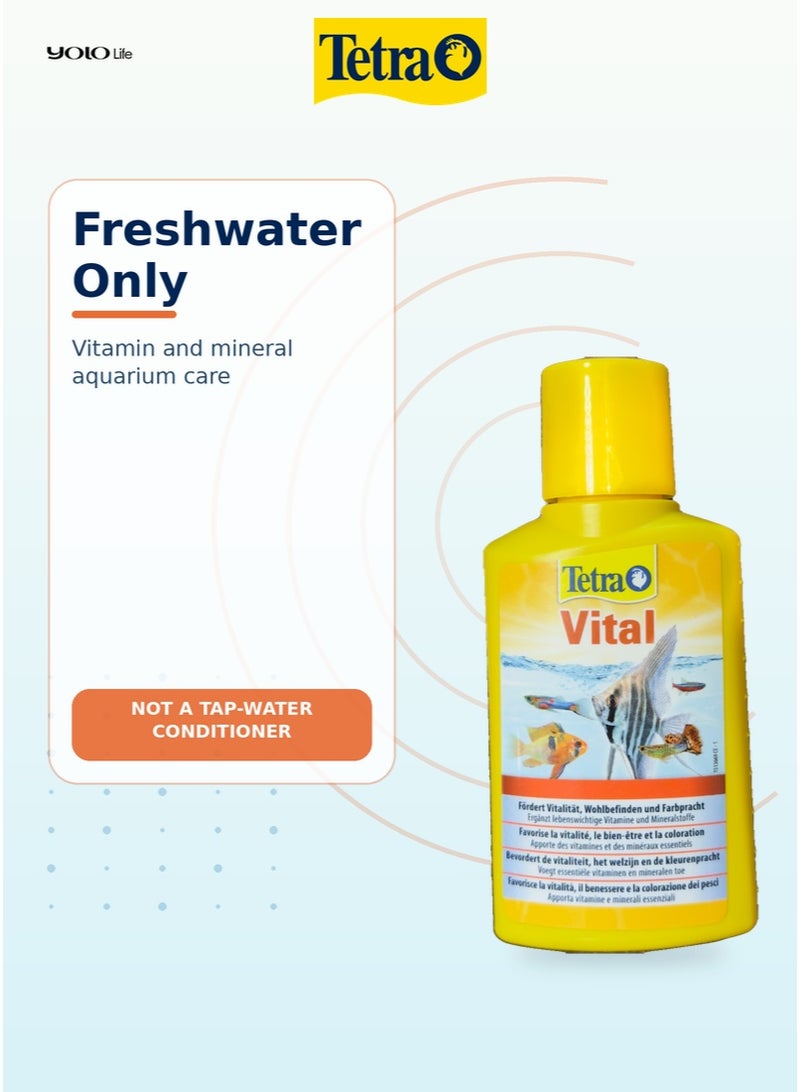 تترا Tetra Vital 100 مل مكمل فيتامينات ومعادن لحوض السمك، فيتامينات B والمغنيسيوم واليود لأسماك المياه العذبة، يعزز الحيوية واللون الطبيعي وجاهزية التكاثر - Image 2
