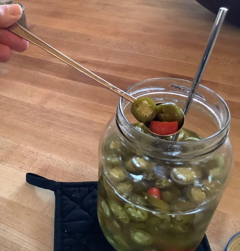 i Kito Long Handle Olive Spoon Strainer,Cherry Spoon With Drain Hole,Small Jar Pickle Pick Serving Scoop - Image 3