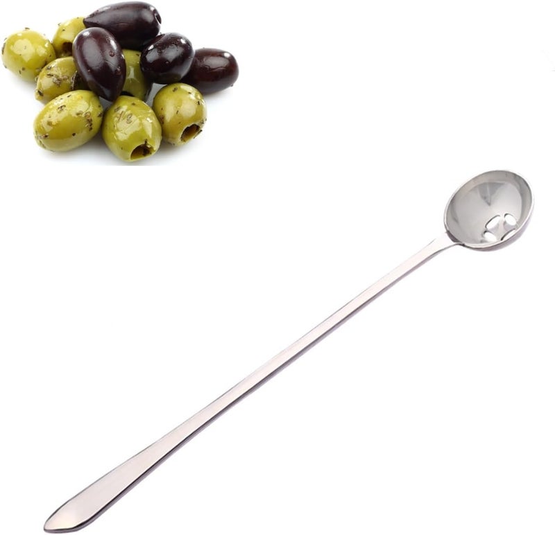 i Kito Long Handle Olive Spoon Strainer,Cherry Spoon With Drain Hole,Small Jar Pickle Pick Serving Scoop - Image 1