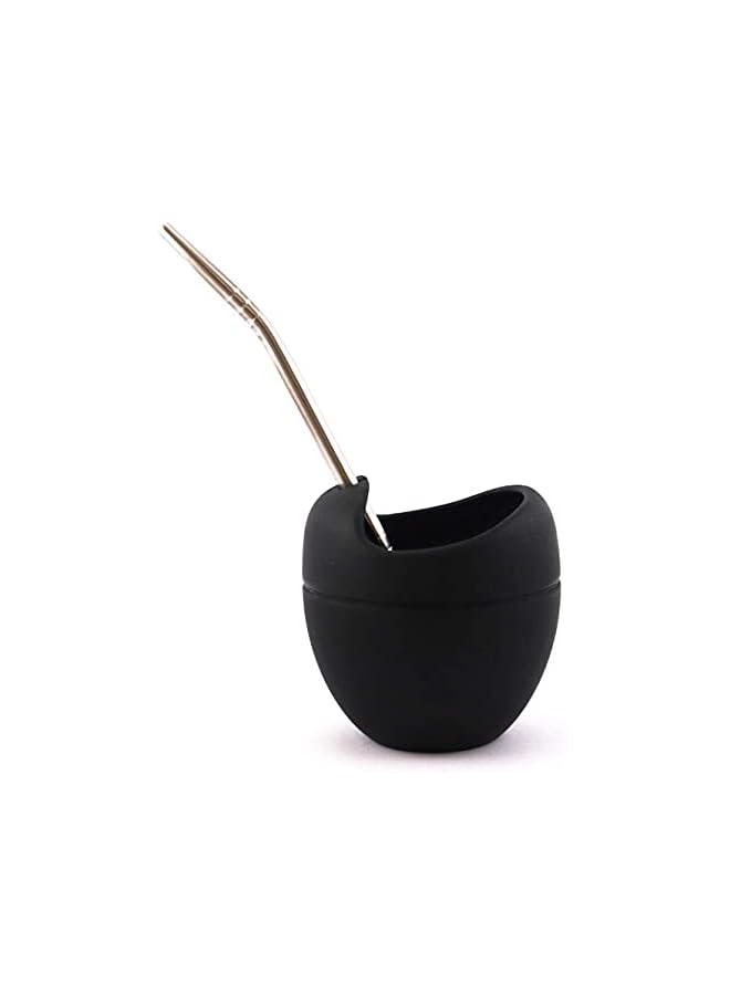 Zaboon Cups Elecdon Silicone Mate Gourd Cup Mug Gourd Set With Stainless Steel Straw Filter To Drink Tea And Yerba Mate Drinking Bpa Free Easy To Clean 180 Ml (Black) - Image 2