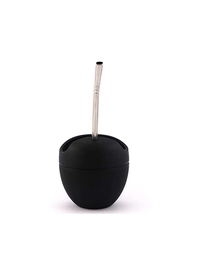 Zaboon Cups Elecdon Silicone Mate Gourd Cup Mug Gourd Set With Stainless Steel Straw Filter To Drink Tea And Yerba Mate Drinking Bpa Free Easy To Clean 180 Ml (Black) - Image 3