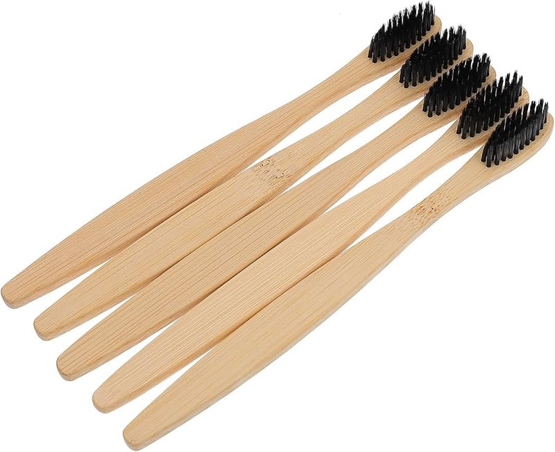 Natural Bamboo Toothbrushes 10 Pack Biodegradable Soft Bristles Ergonomic Handle Adult Oral Care - Image 1