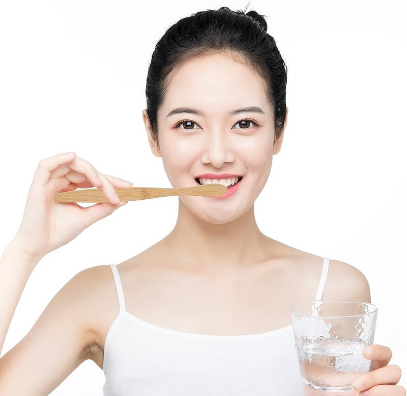 Natural Bamboo Toothbrushes 10 Pack Biodegradable Soft Bristles Ergonomic Handle Adult Oral Care - Image 3