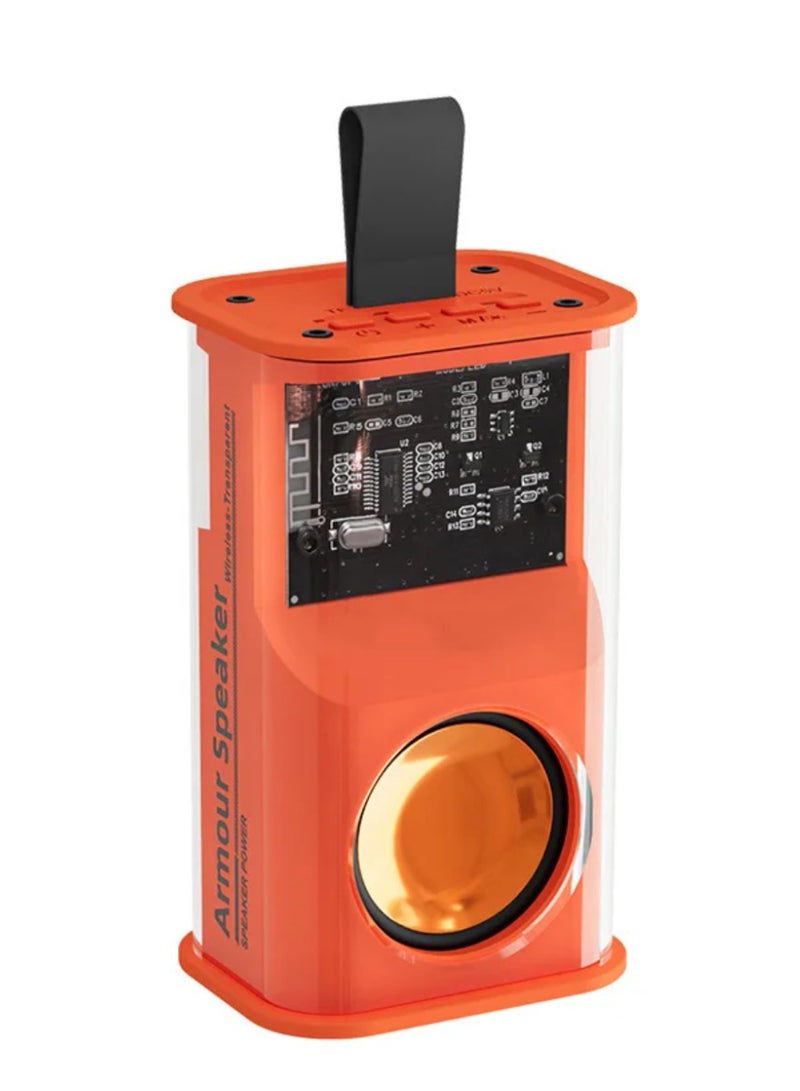 DIGI CORE Transparent Mecha Wireless Speaker Bluetooth Speaker Portable Speaker Mini Outdoor Speaker With Cool LED Lights For Home Office Party And Beach  - Image 1