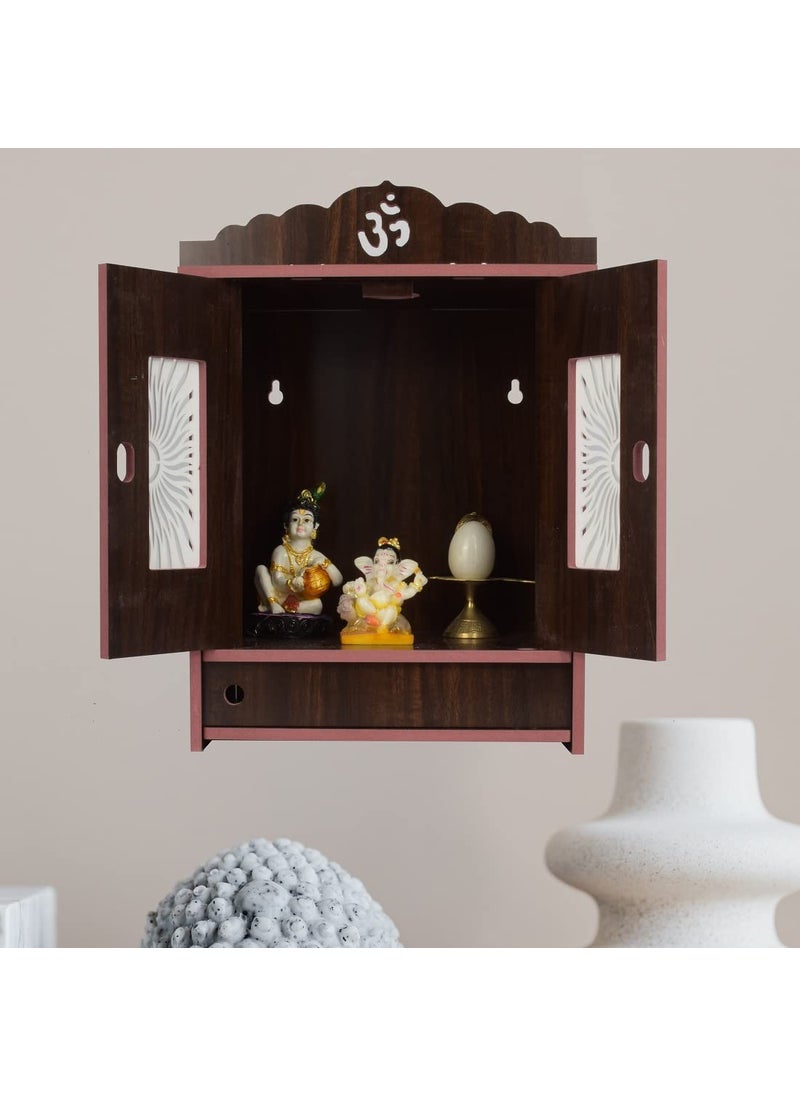 AVAD AVAD Wooden Acrylic Door Temple Handmade Wooden Beautiful Temple Attractive Design Temple Pooja Stand For Home And Office Black 41 Cm 28 Cm  - Image 2