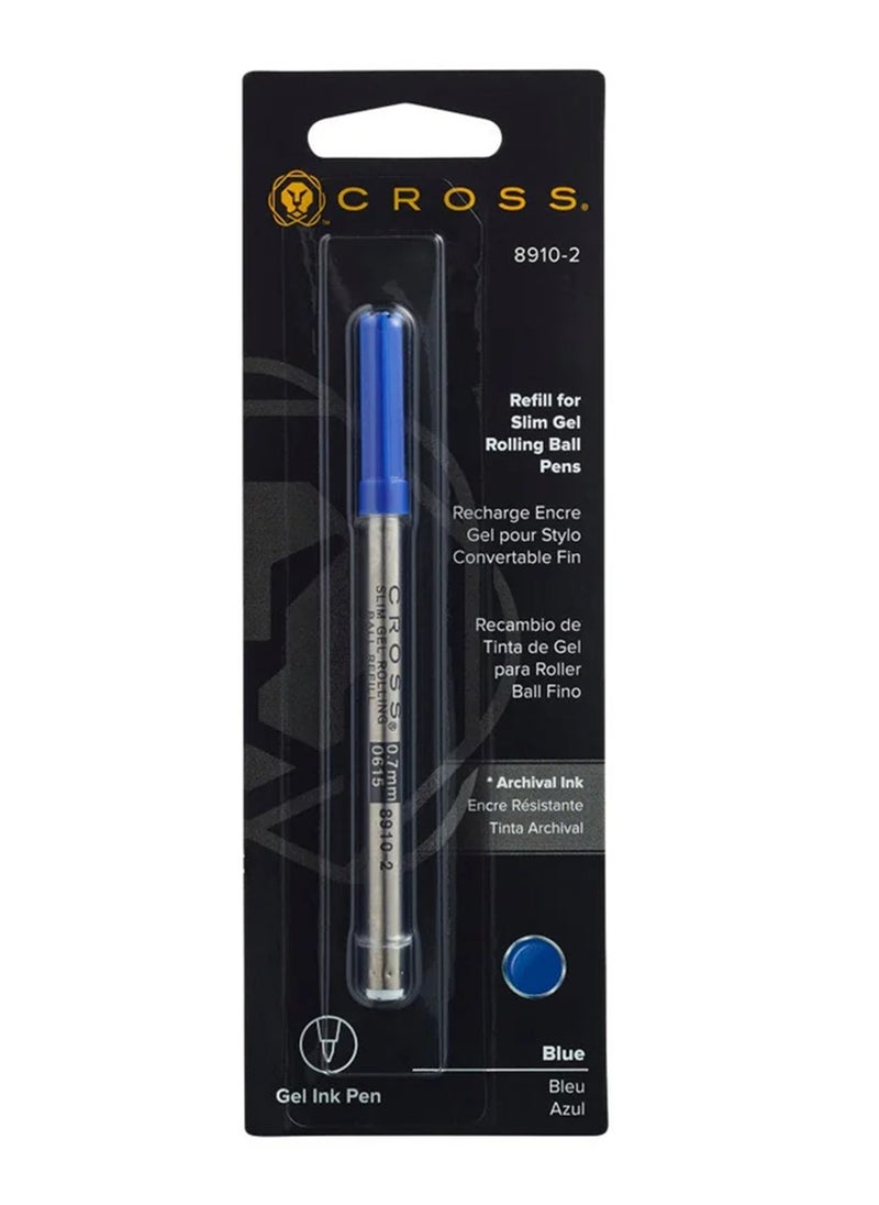 Cross 1-Piece Refill For Slim Gel Roller Ball Pens Blue Ink  - Image 1