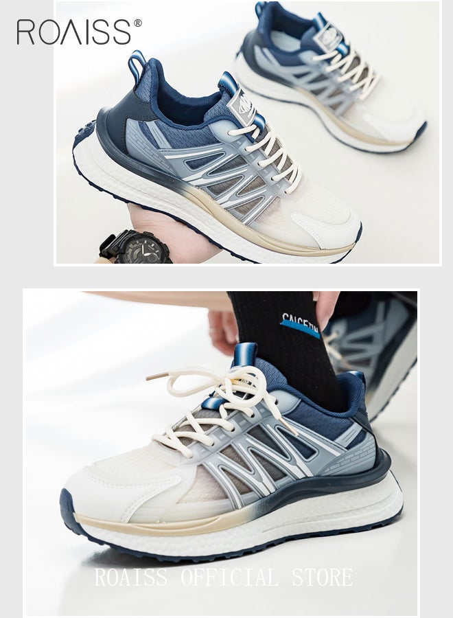 رويس أحذية رياضية أنيقة للرجال، أحذية رياضية خفيفة الوزن ومسامية للرجال، أحذية رياضية برباط غير قابلة للانزلاق، أحذية رياضية ممتصة للصدمات مع بطانة ناعمة، مناسبة للارتداء اليومي والجري والأنشطة الخارجية - Image 5