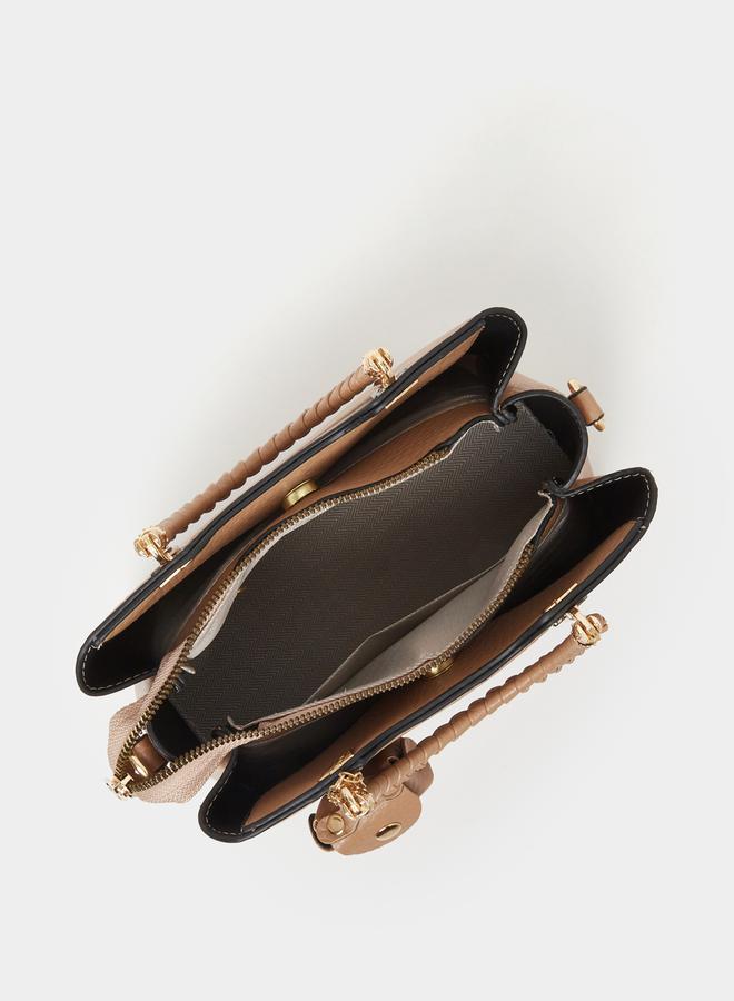 Styli Textured Pouch Drop Handbag with Top Handle - Image 4