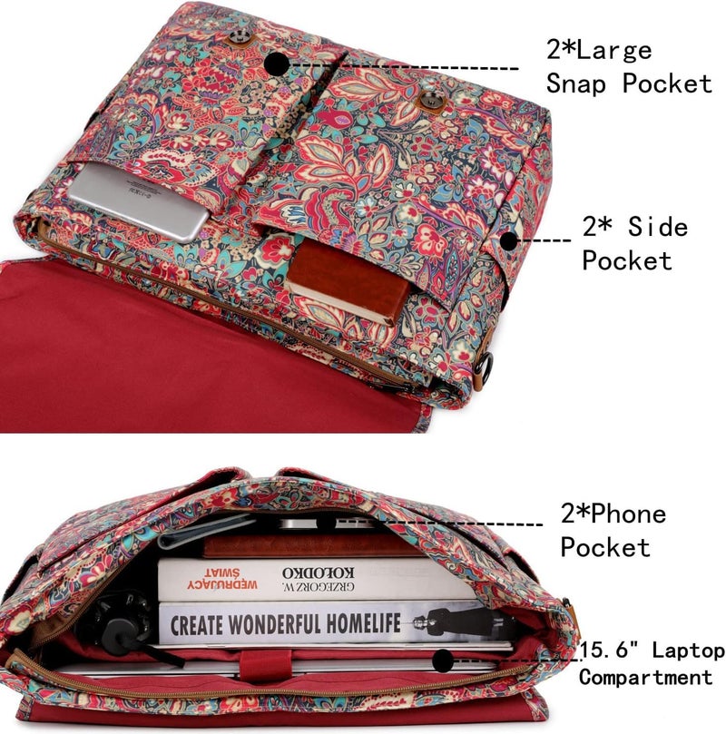 Baosha 15.6 Inch Laptop Bag Floral for Women Briefcase Shoulder Bag Messenger Bag YL-01 (HS) - Image 3