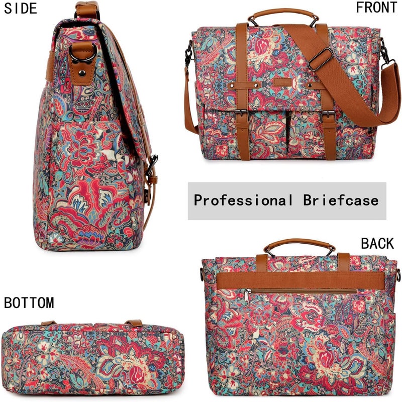 Baosha 15.6 Inch Laptop Bag Floral for Women Briefcase Shoulder Bag Messenger Bag YL-01 (HS) - Image 2