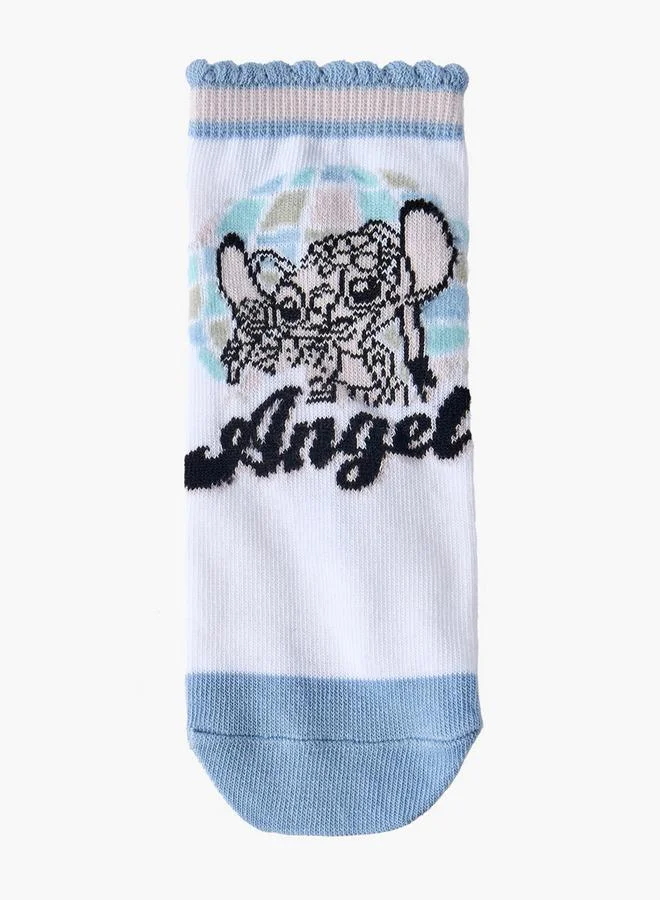 ديزني Pack Of 5 Girls Ankle Length Socks With Angel Print